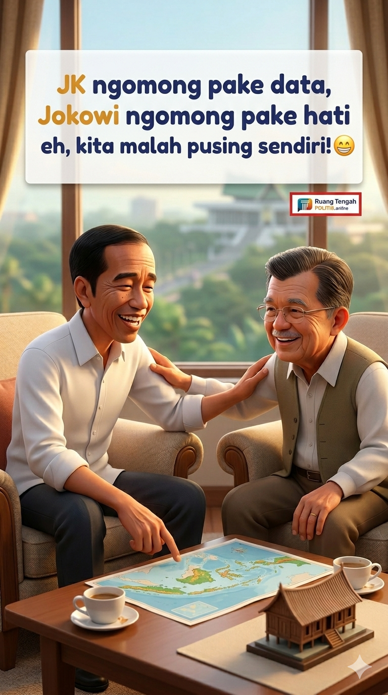 "JK ngomong pake data, Jokowi ngomong pake hati  eh, kita malah pusing sendiri!" 😄